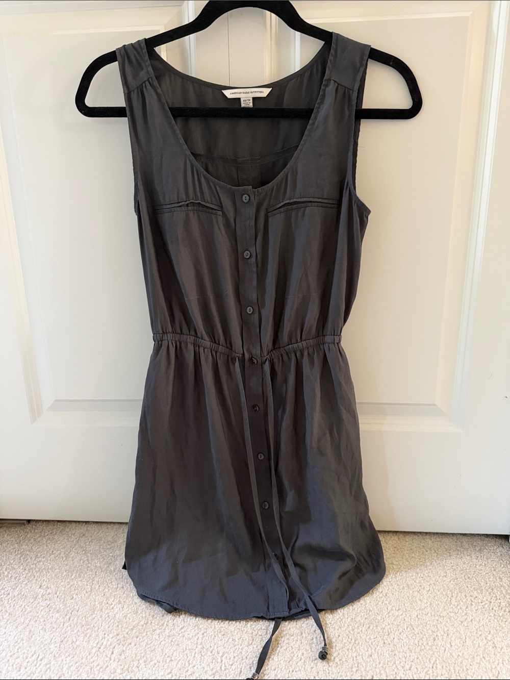 American Eagle Women's Gray Sleeveless Button-Front Dress Size XS